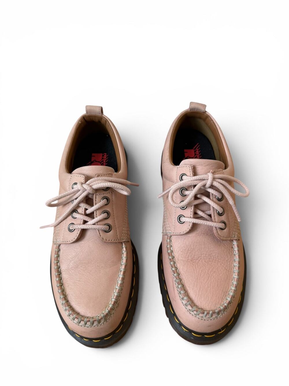 Dr Martens Lowell Buttersoft Leather Moc Toe Shoes Powder Pink Coquette Sz 8